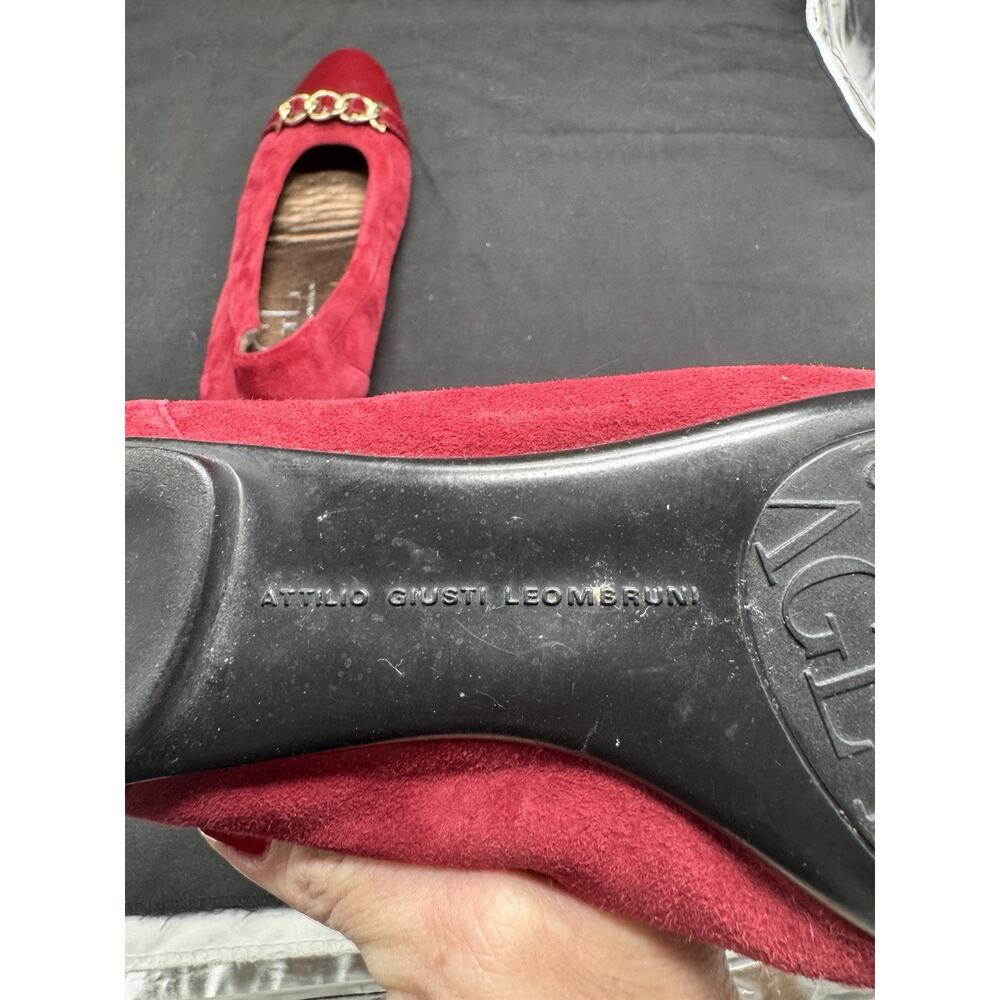 AGL Attilio Giusti Leombruni Red Wine Buckles Ballet Flats Size 39 Sz 8.5 - Picture 7 of 10